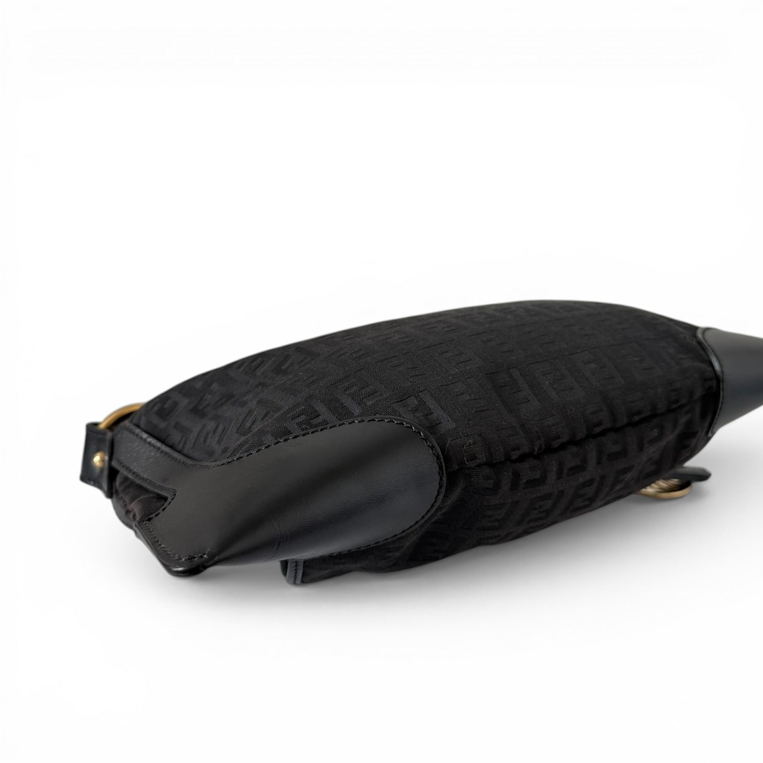 Fendi Black Zucchino Canvas and Leather Shoulder Bag