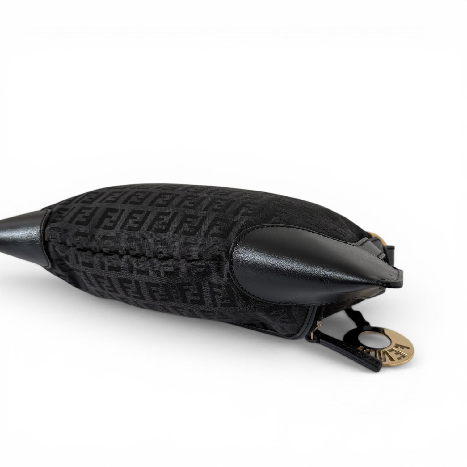 Fendi Black Zucchino Canvas and Leather Shoulder Bag