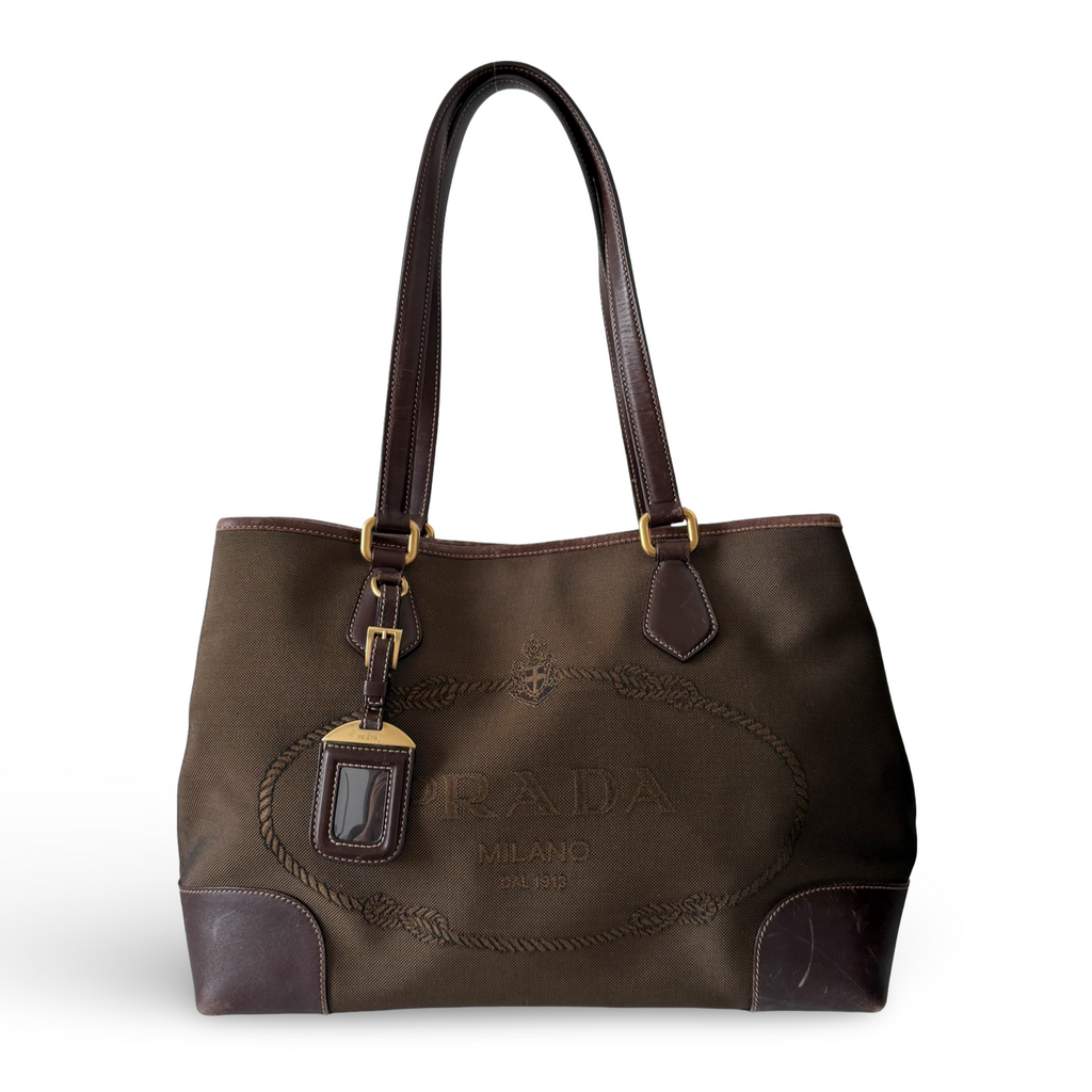 Prada Milano Jacquard Canvas Tote Bag