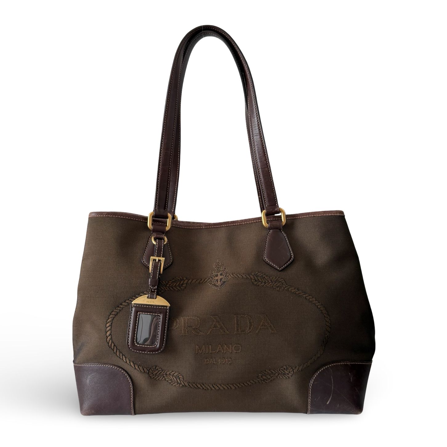 Prada Milano Jacquard Canvas Tote Bag