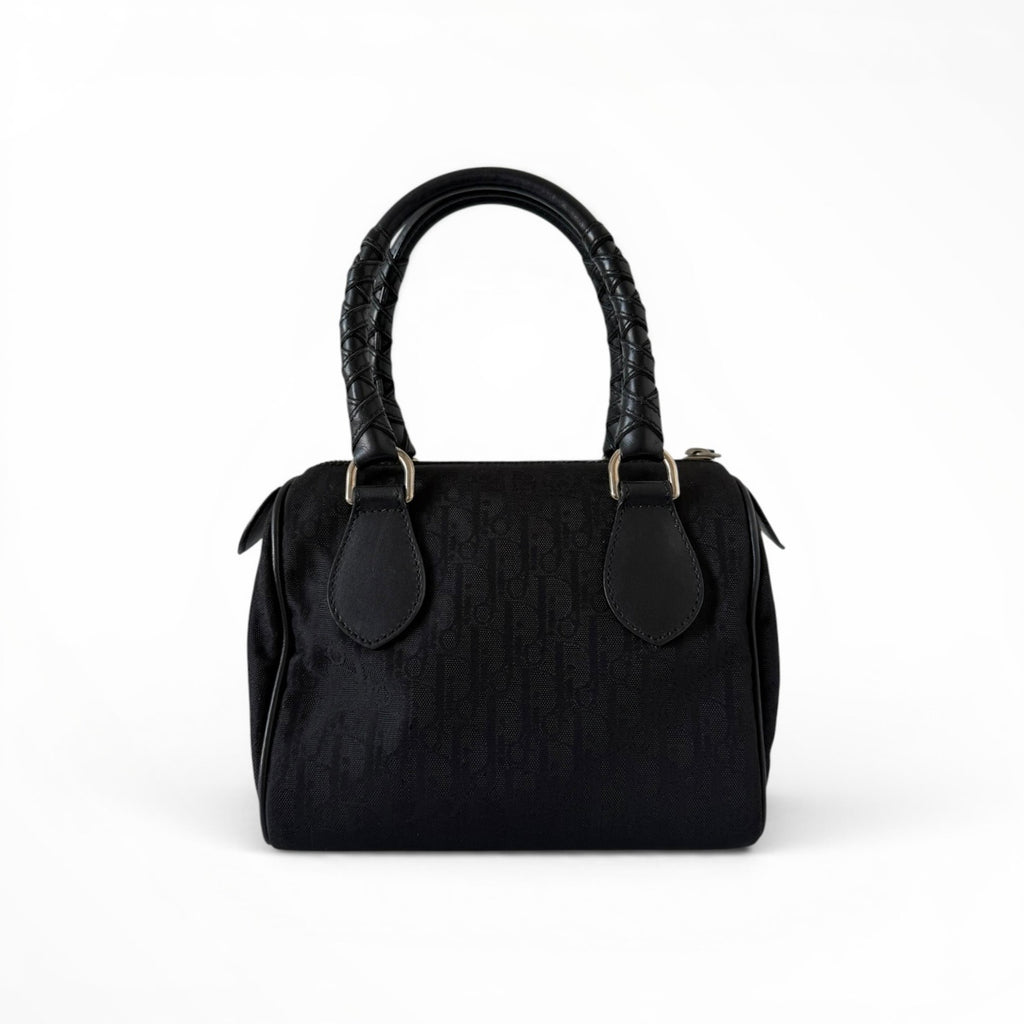 Christian Dior Black Logo Canvas Top Handle Small Bag