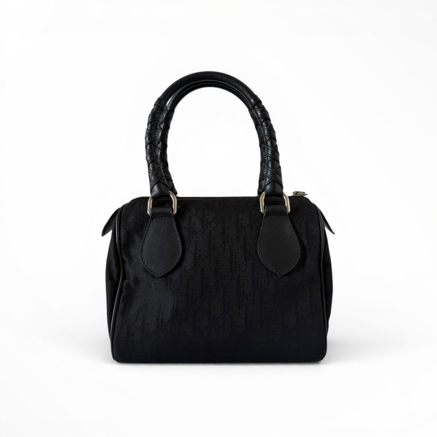 Christian Dior Black Logo Canvas Top Handle Small Bag