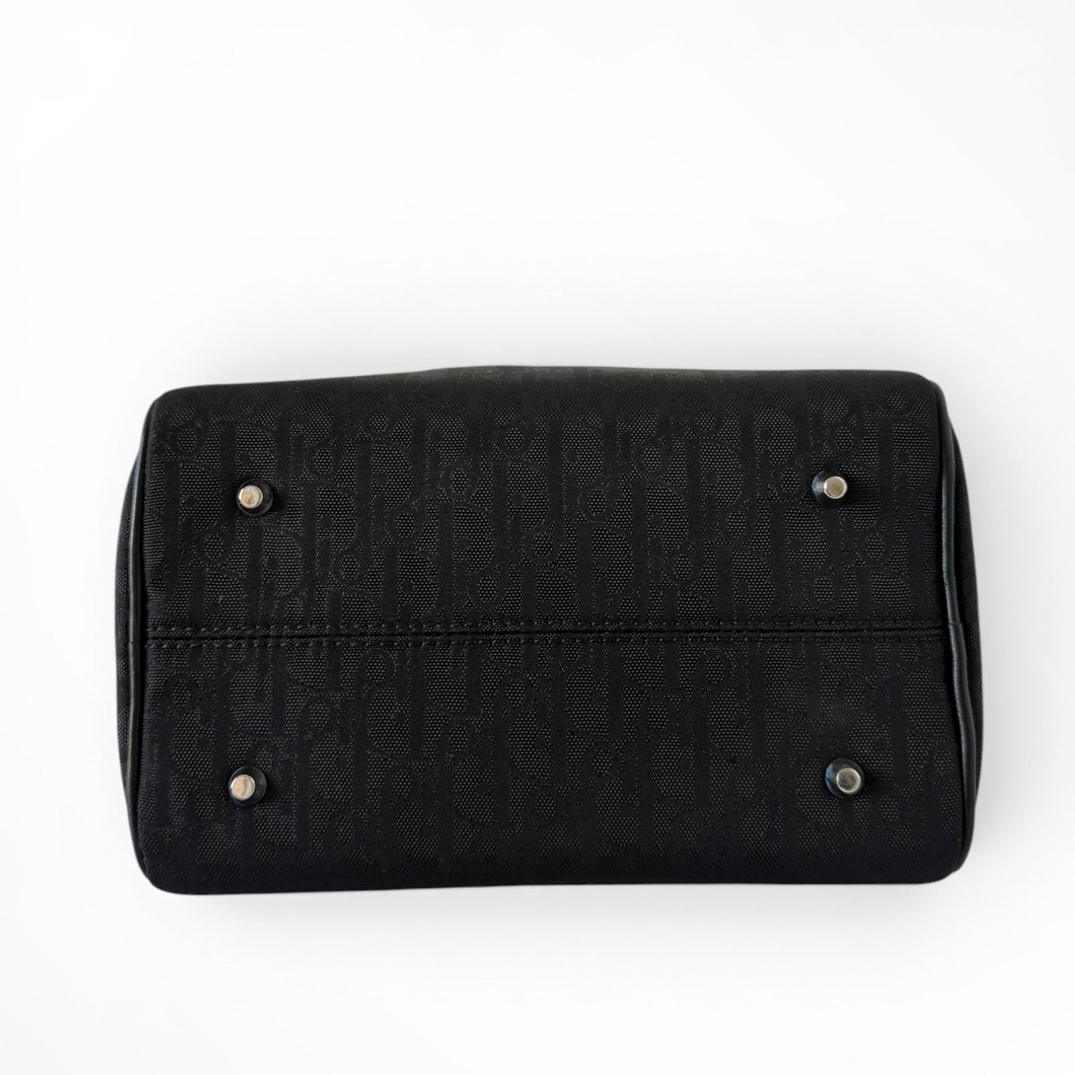 Christian Dior Black Logo Canvas Top Handle Small Bag