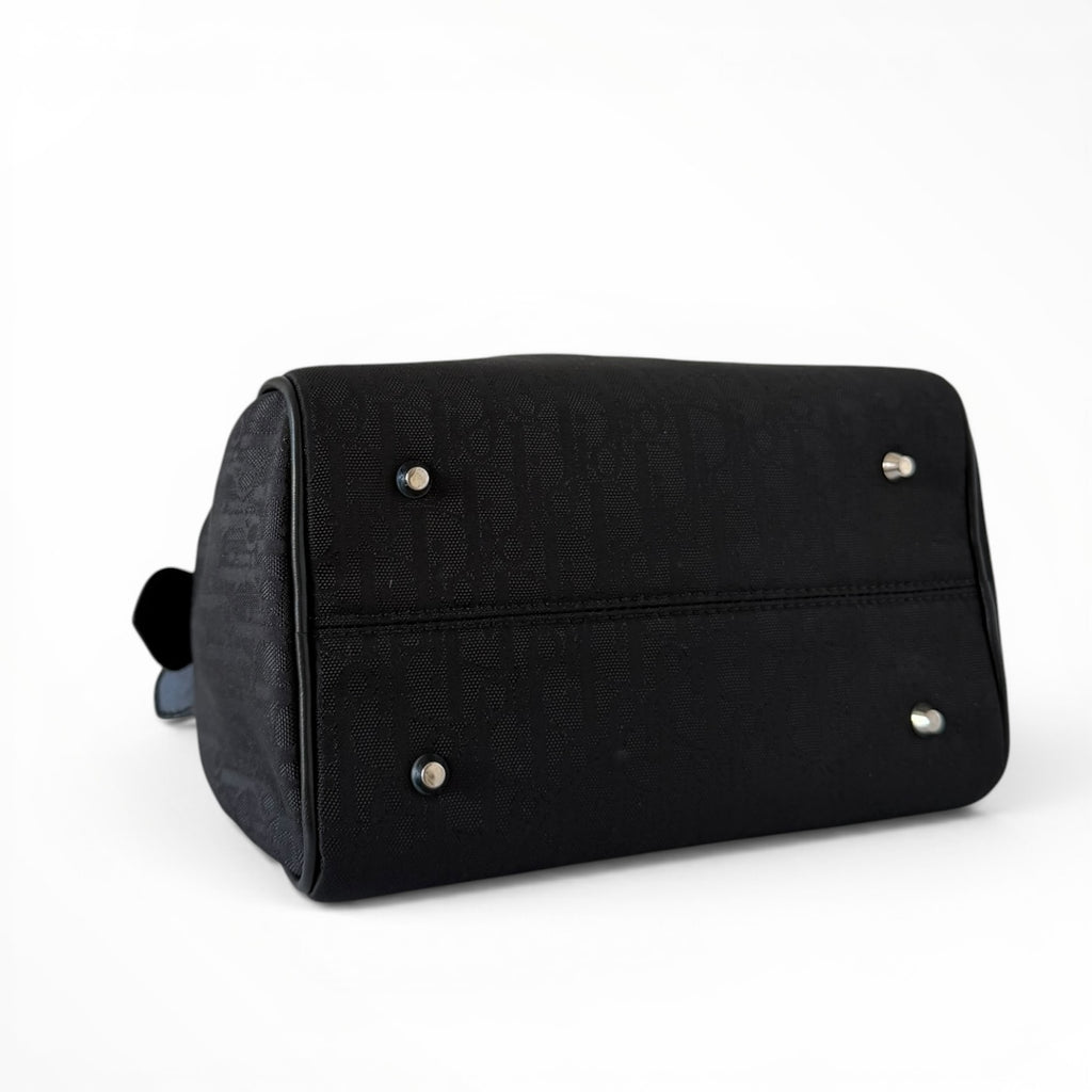 Christian Dior Black Logo Canvas Top Handle Small Bag
