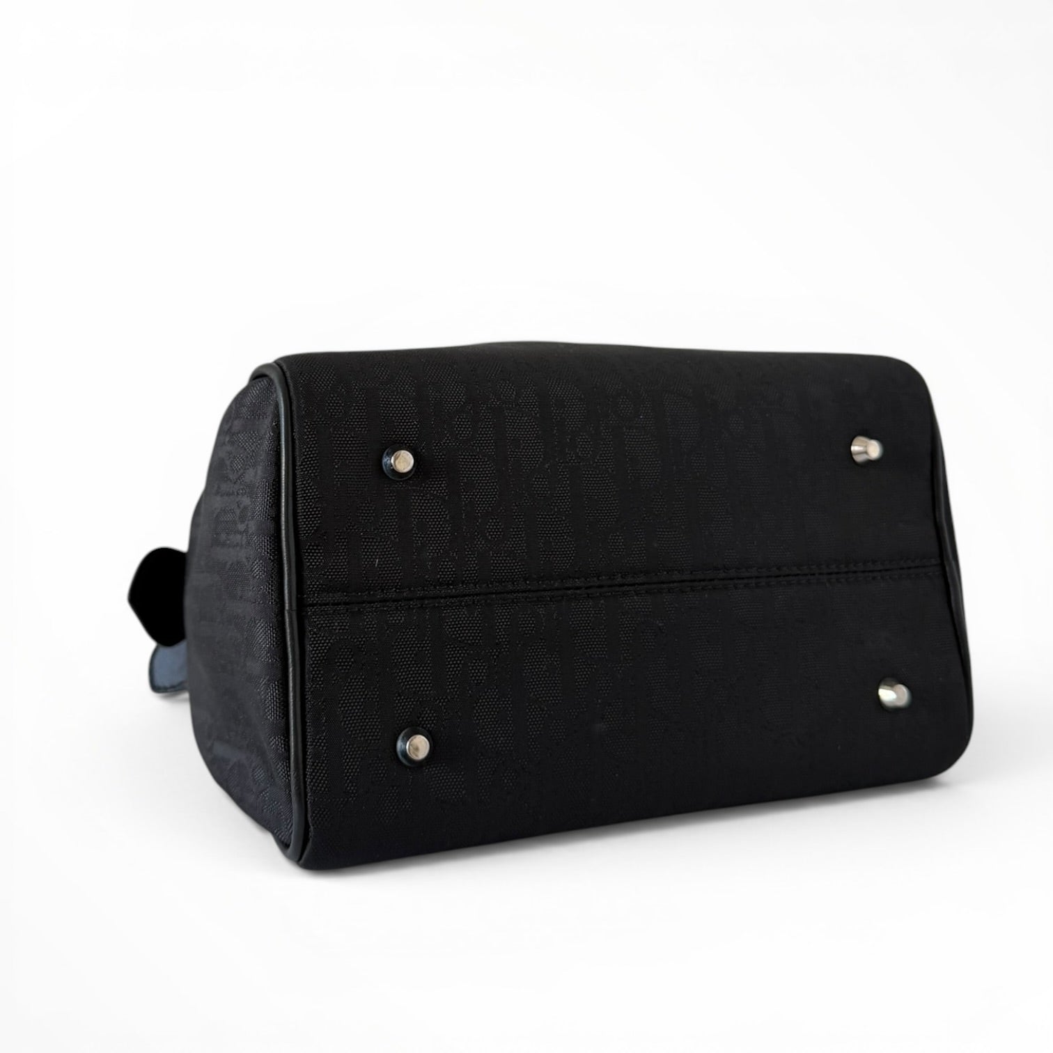 Christian Dior Black Logo Canvas Top Handle Small Bag