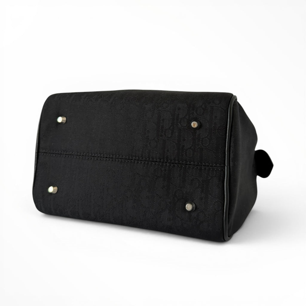 Christian Dior Black Logo Canvas Top Handle Small Bag