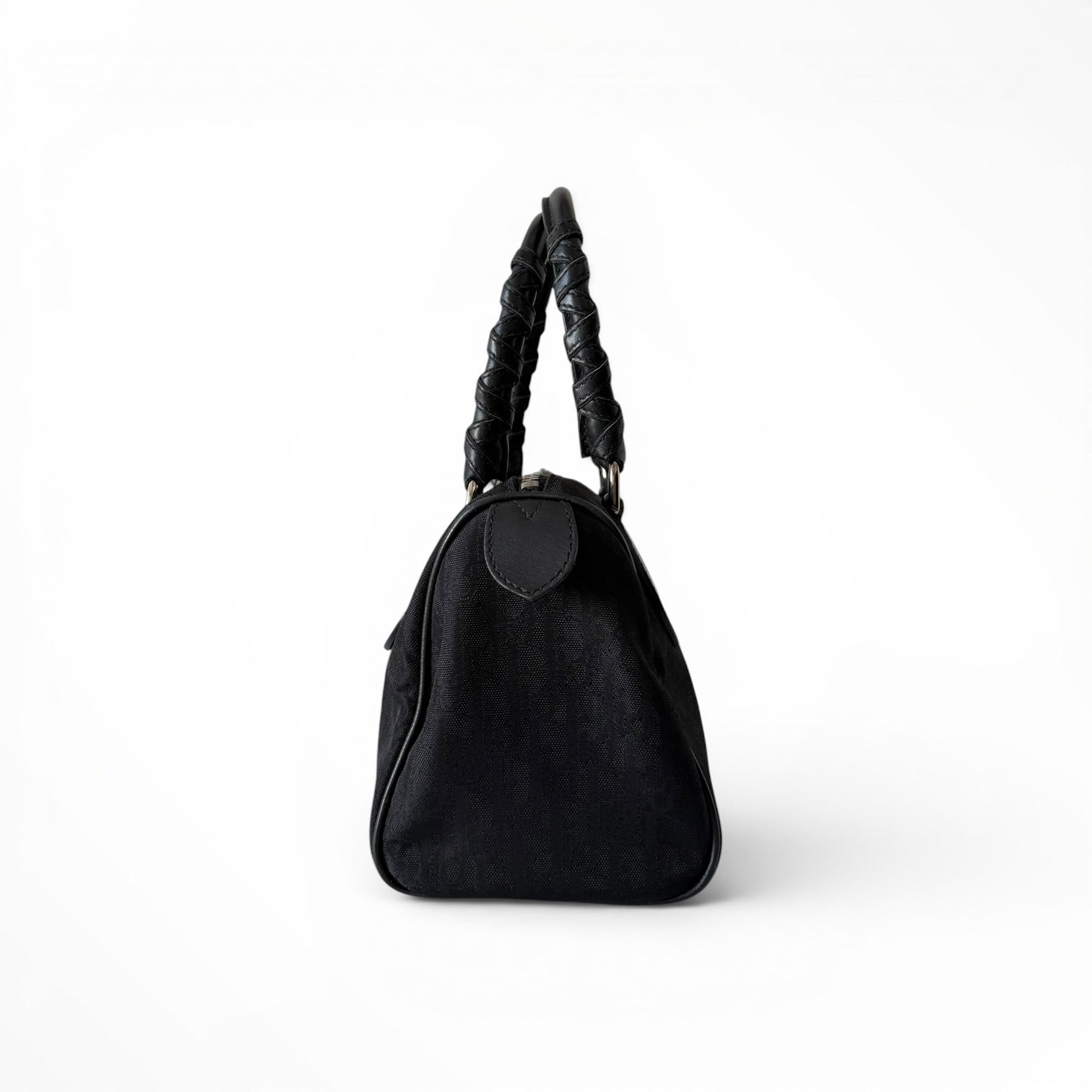 Christian Dior Black Logo Canvas Top Handle Small Bag