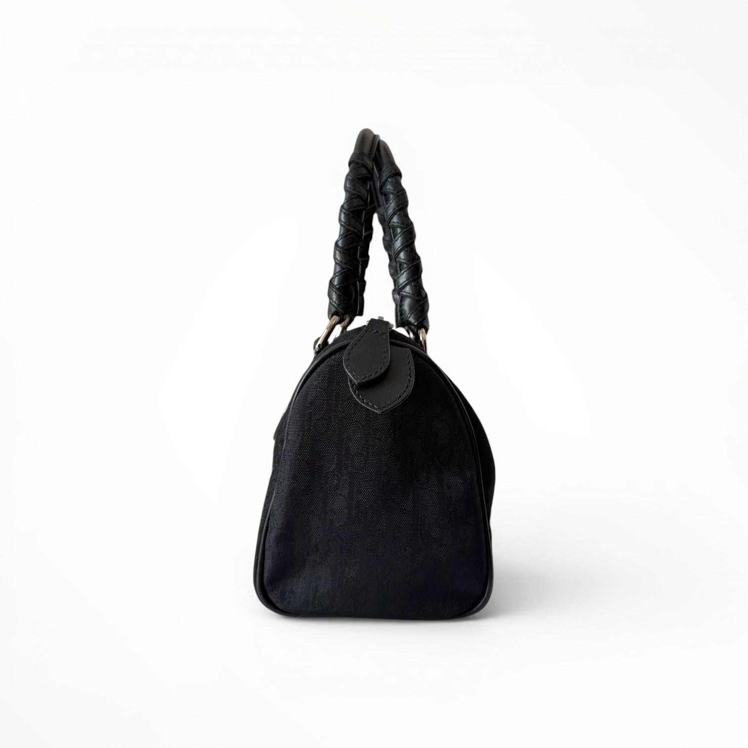 Christian Dior Black Logo Canvas Top Handle Small Bag