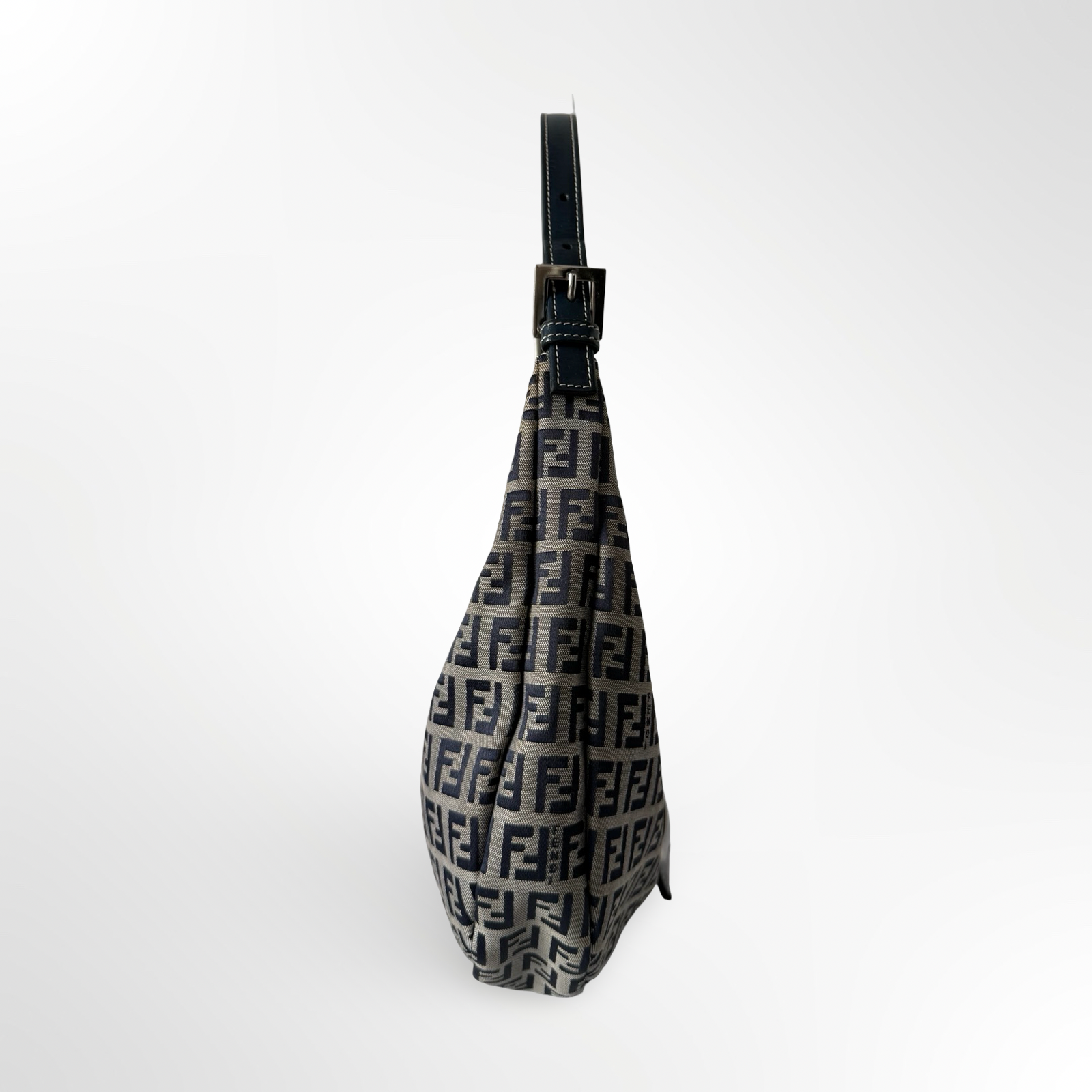 Fendi Zucchino Canvas Crescent Bag in Navy