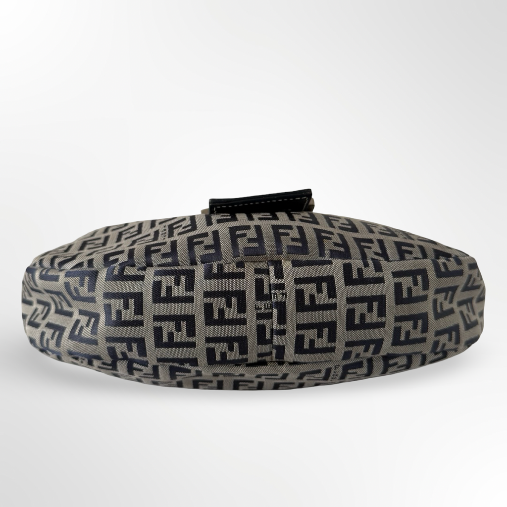 Fendi Zucchino Canvas Crescent Bag in Navy