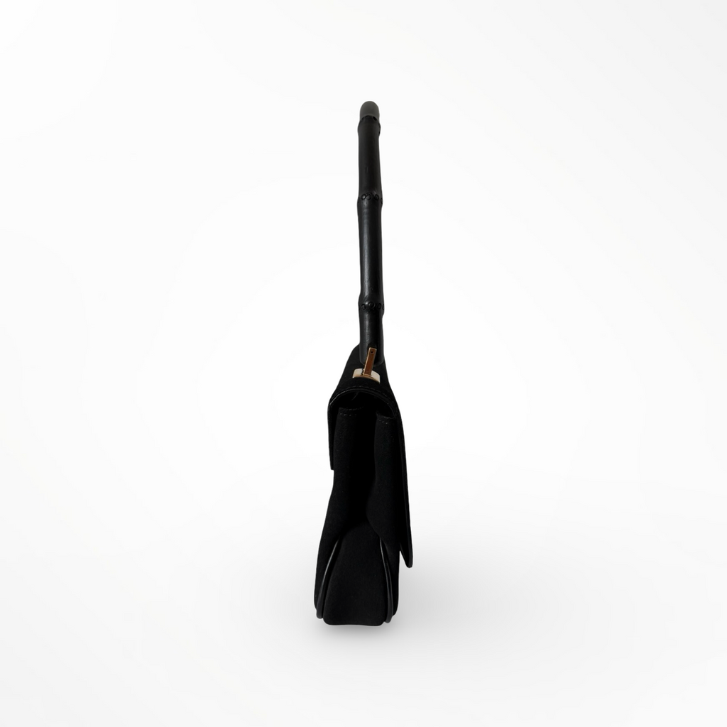 Gucci by Tom Ford Black Suede Bamboo Shoulder Bag