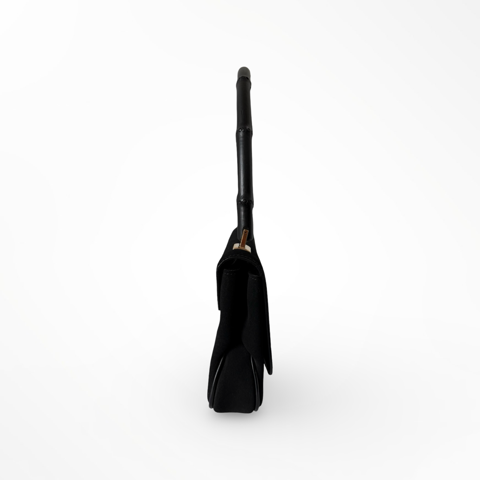Gucci by Tom Ford Black Suede Bamboo Shoulder Bag