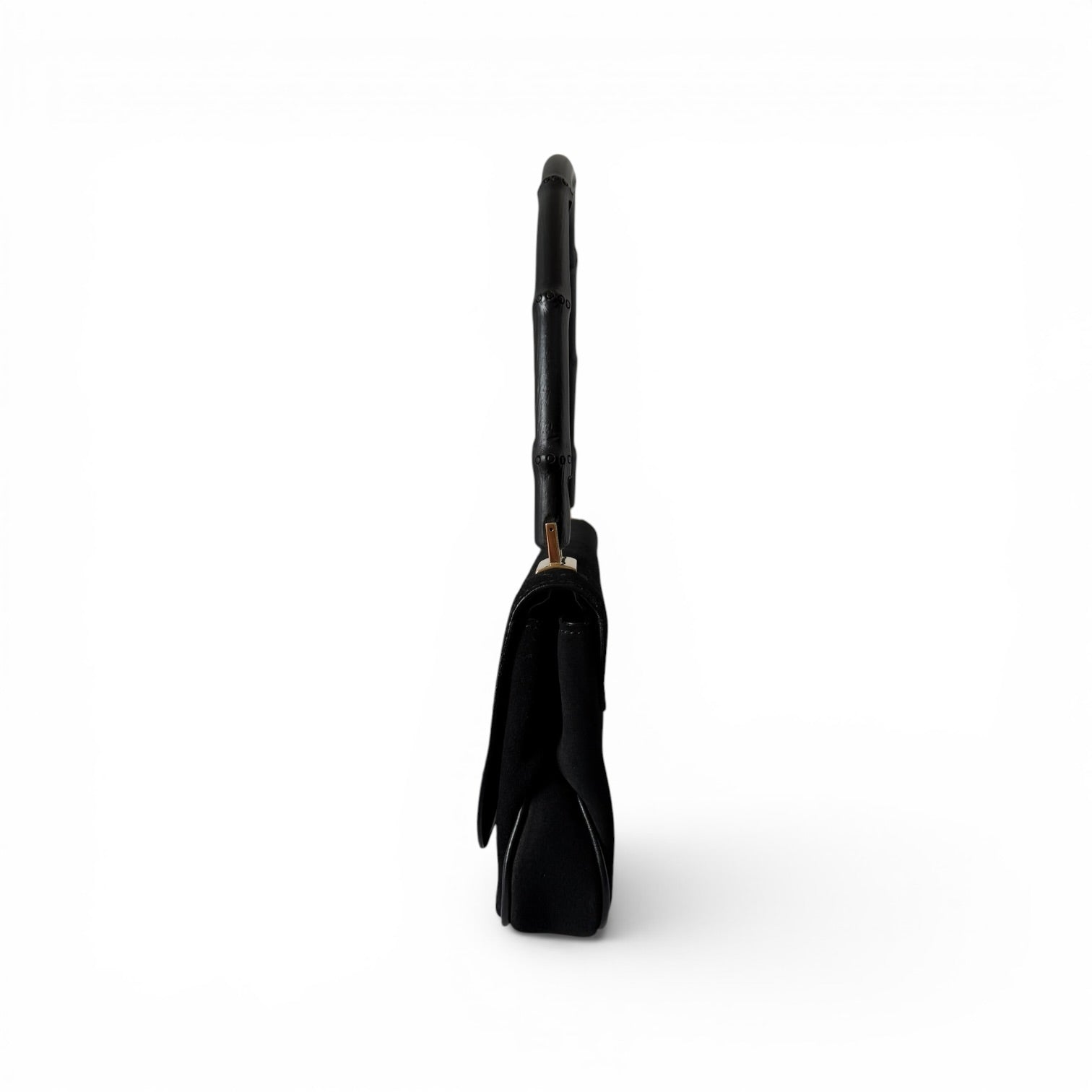 Gucci by Tom Ford Black Suede Bamboo Shoulder Bag