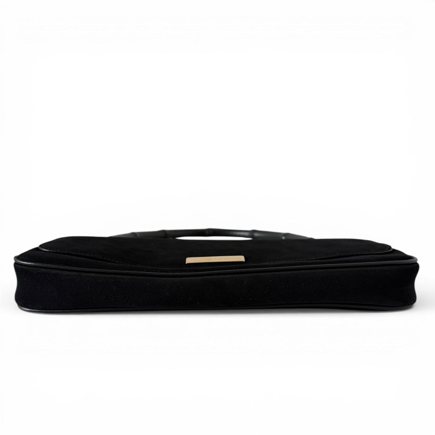 Gucci by Tom Ford Black Suede Bamboo Shoulder Bag