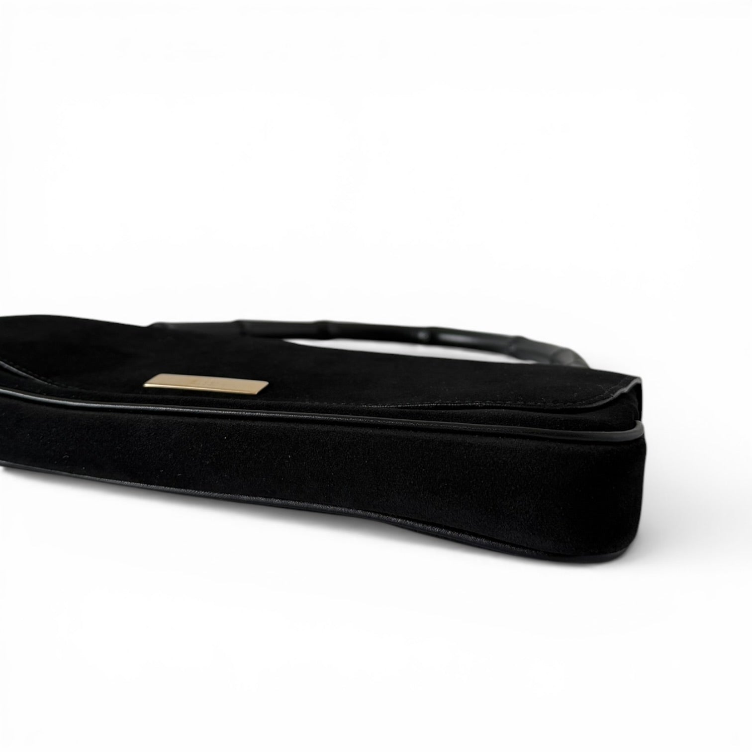 Gucci by Tom Ford Black Suede Bamboo Shoulder Bag