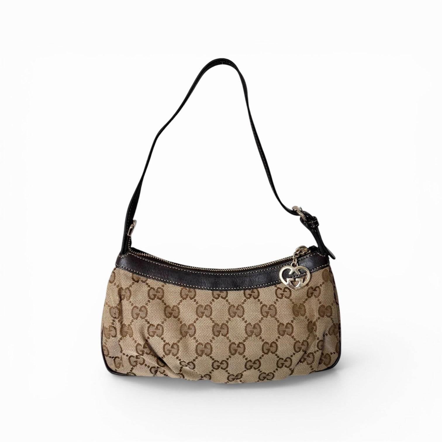 Gucci GG Canvas Lovely Heart Pochette Shoulder Bag