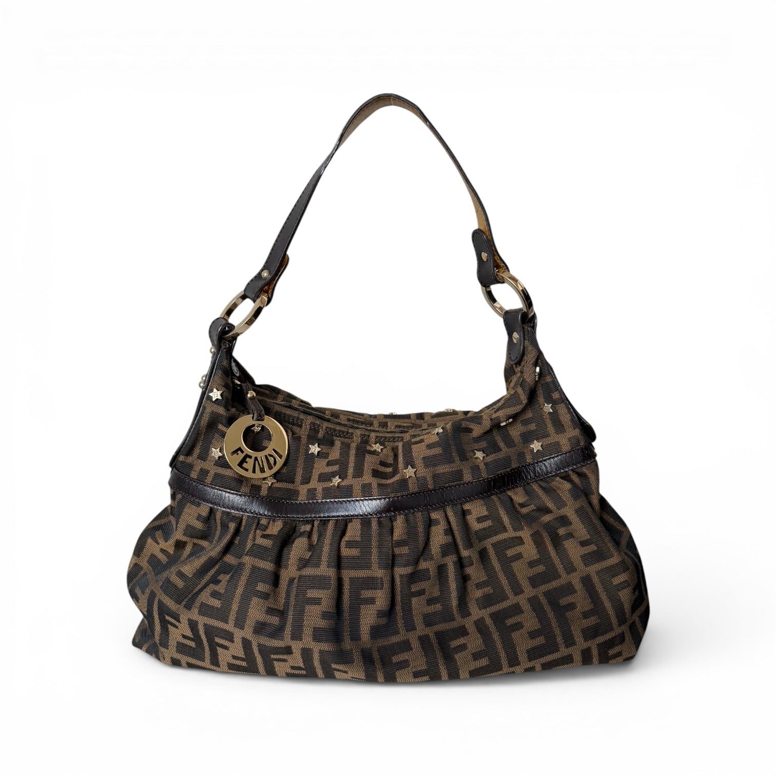 Fendi Zucca Star Studded Chef Large Hobo Bag