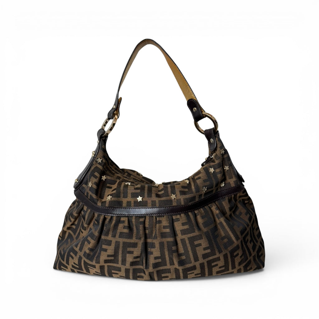 Fendi Zucca Star Studded Chef Large Hobo Bag