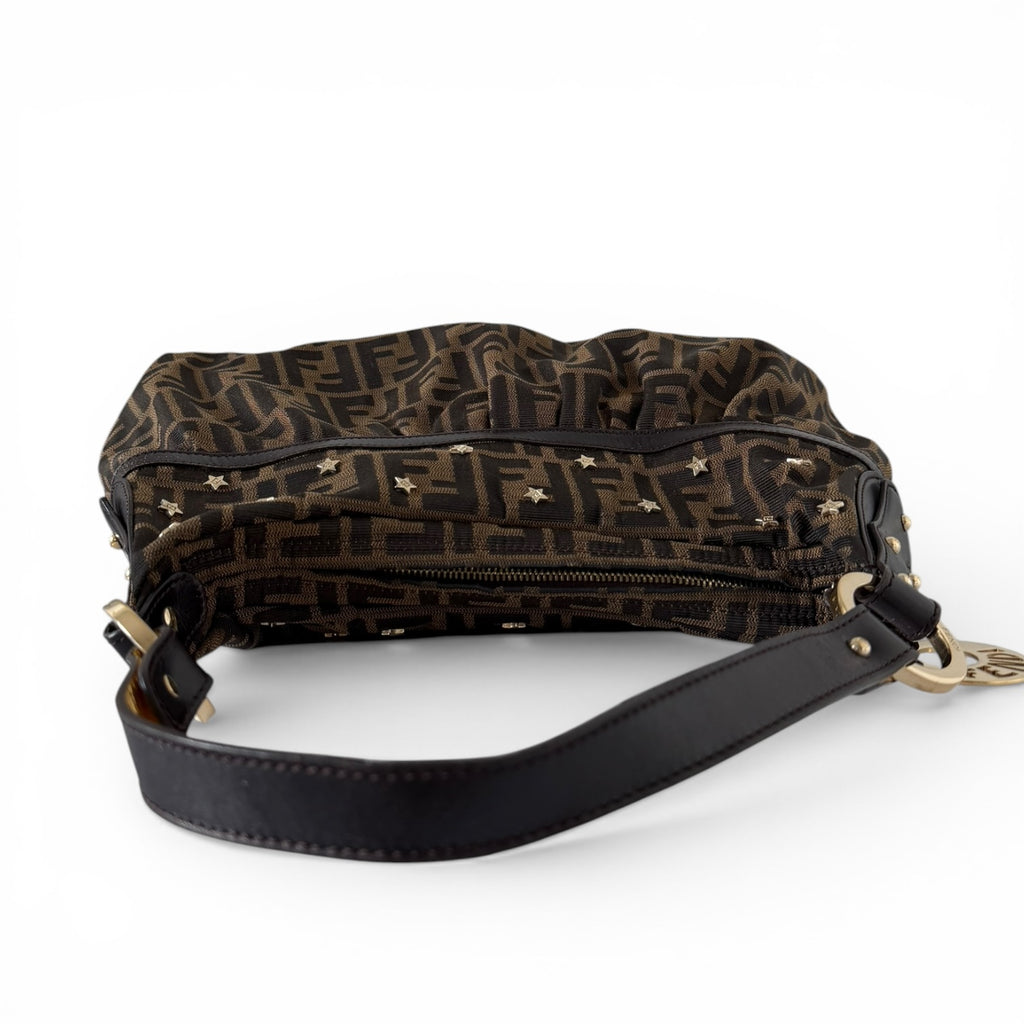 Fendi Zucca Star Studded Chef Large Hobo Bag