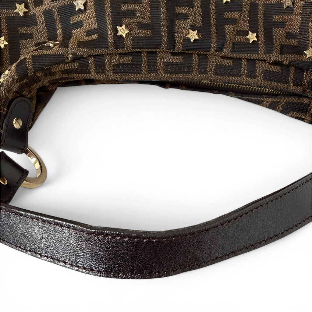 Fendi Zucca Star Studded Chef Large Hobo Bag