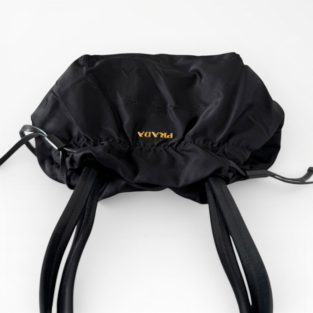 Prada Tessuto Nylon Logo Drawstring Tote