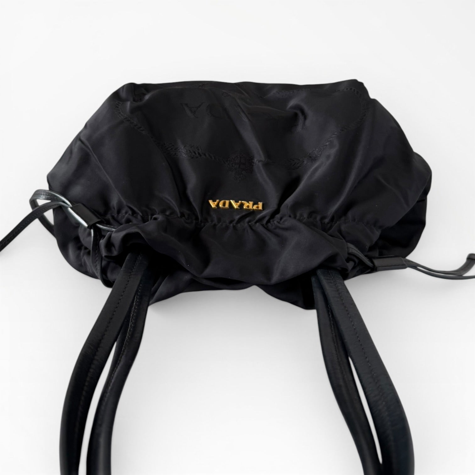Prada Tessuto Nylon Logo Drawstring Tote