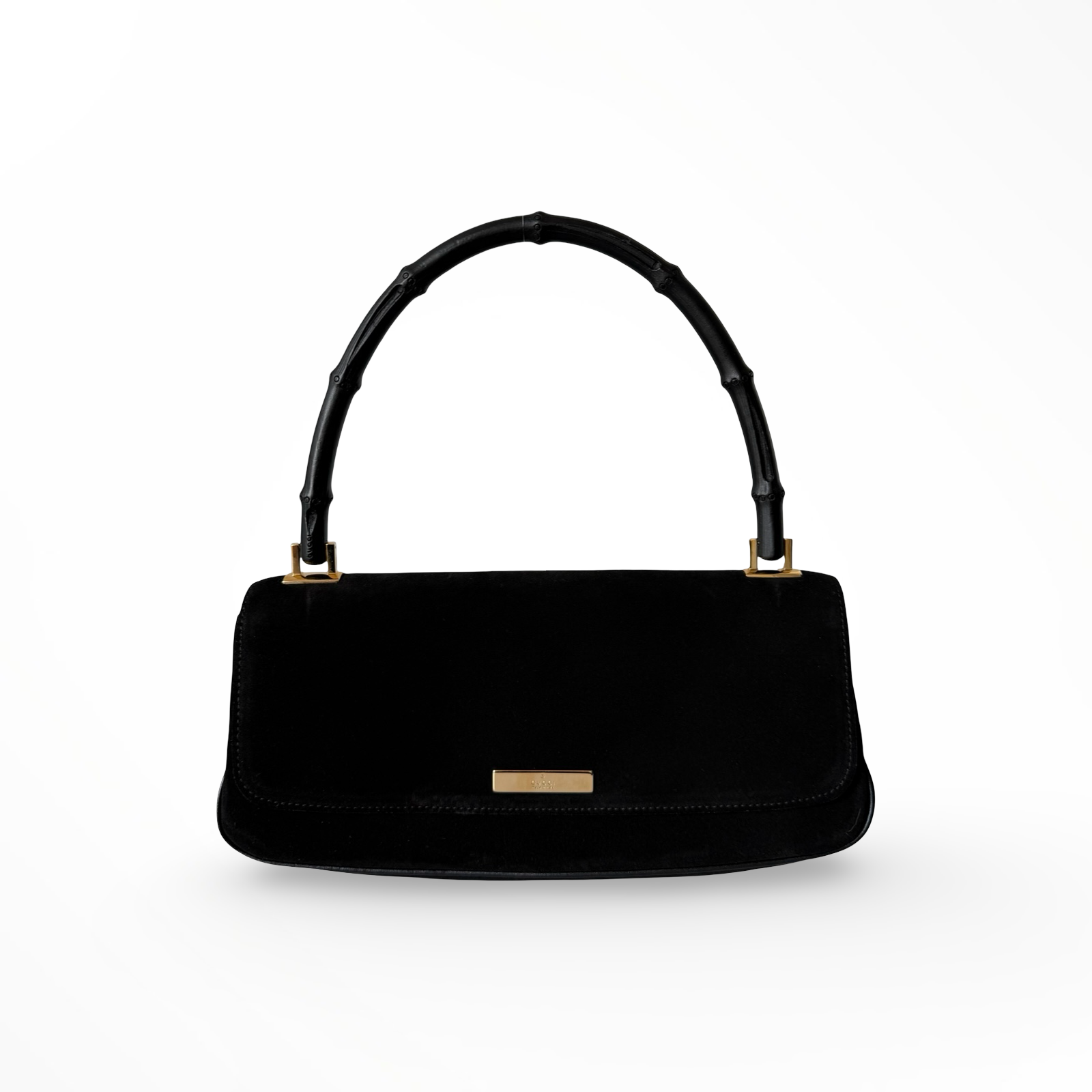 Gucci by Tom Ford Black Suede Bamboo Shoulder Bag