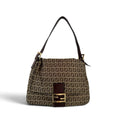 Fendi Zucchino Mama Baguette Shoulder Bag - Gold Hardware