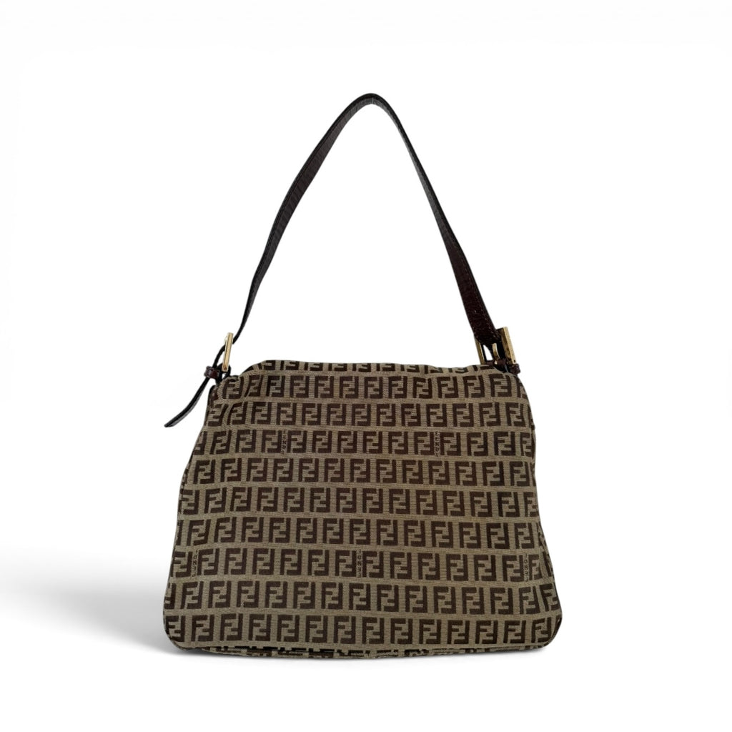 Fendi Zucchino Mama Baguette Shoulder Bag - Gold Hardware