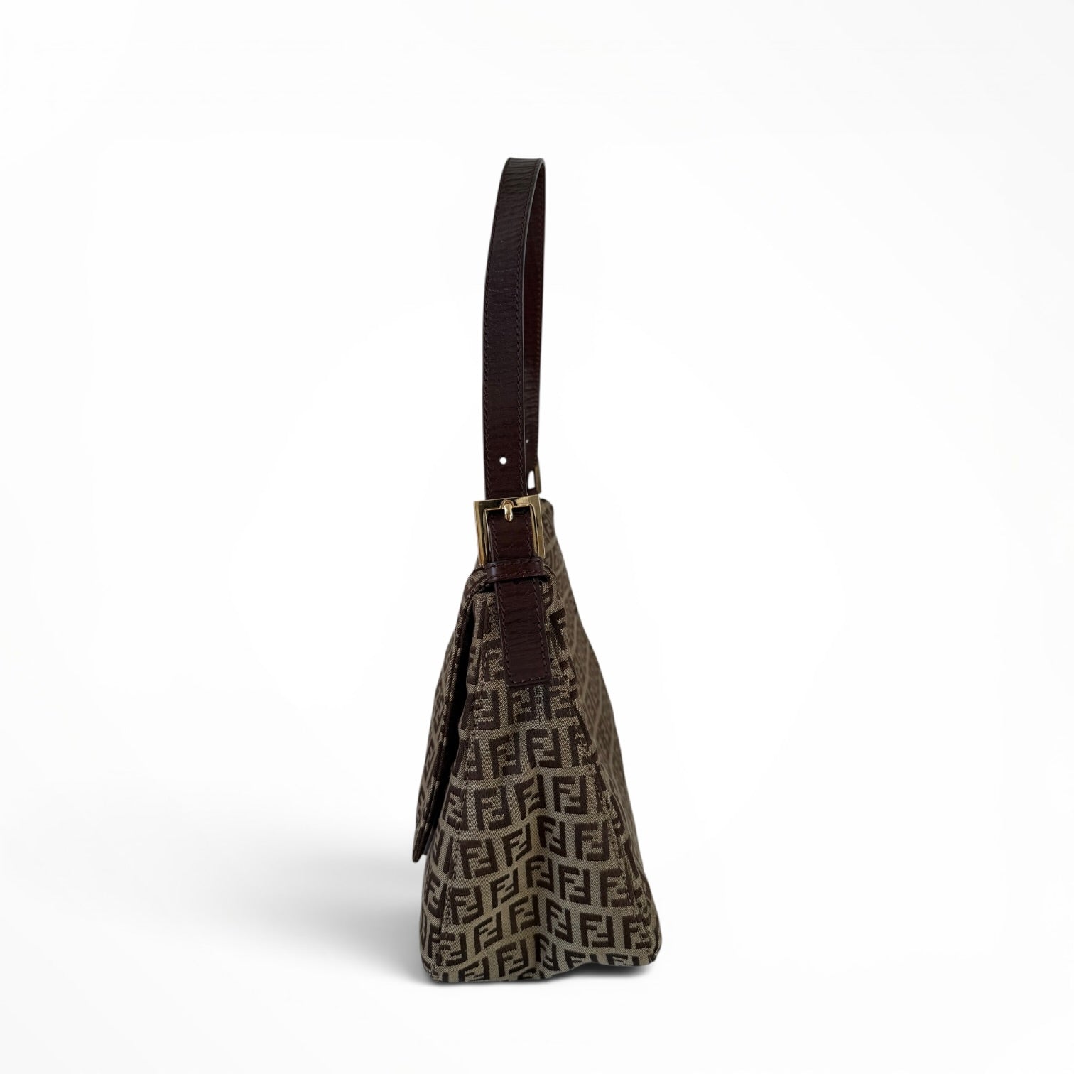 Fendi Zucchino Mama Baguette Shoulder Bag - Gold Hardware