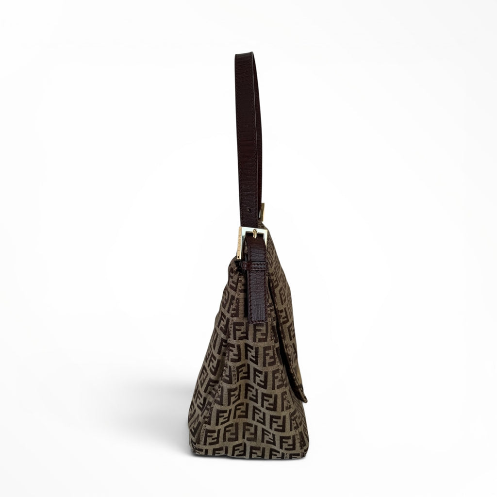 Fendi Zucchino Mama Baguette Shoulder Bag - Gold Hardware