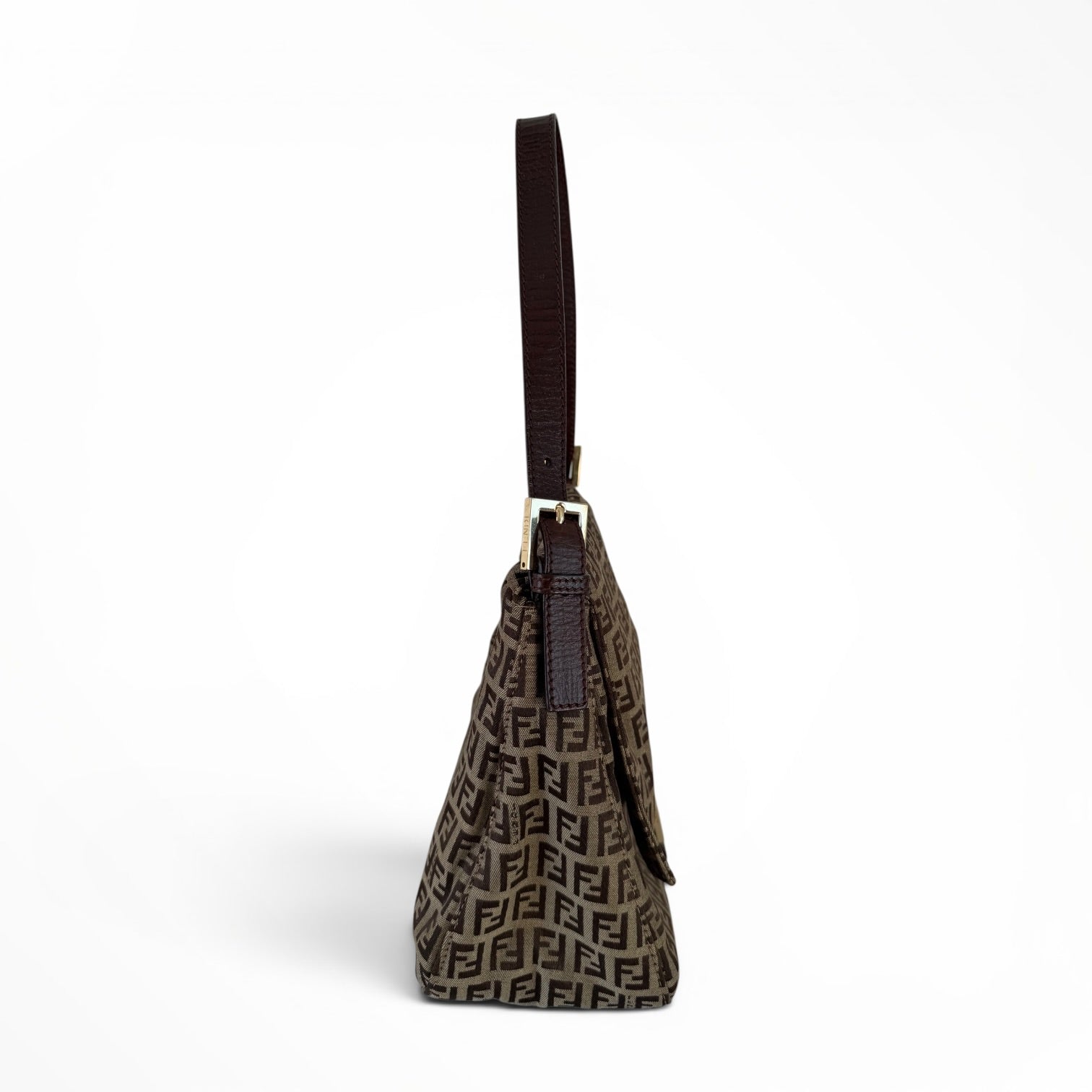 Fendi Zucchino Mama Baguette Shoulder Bag - Gold Hardware