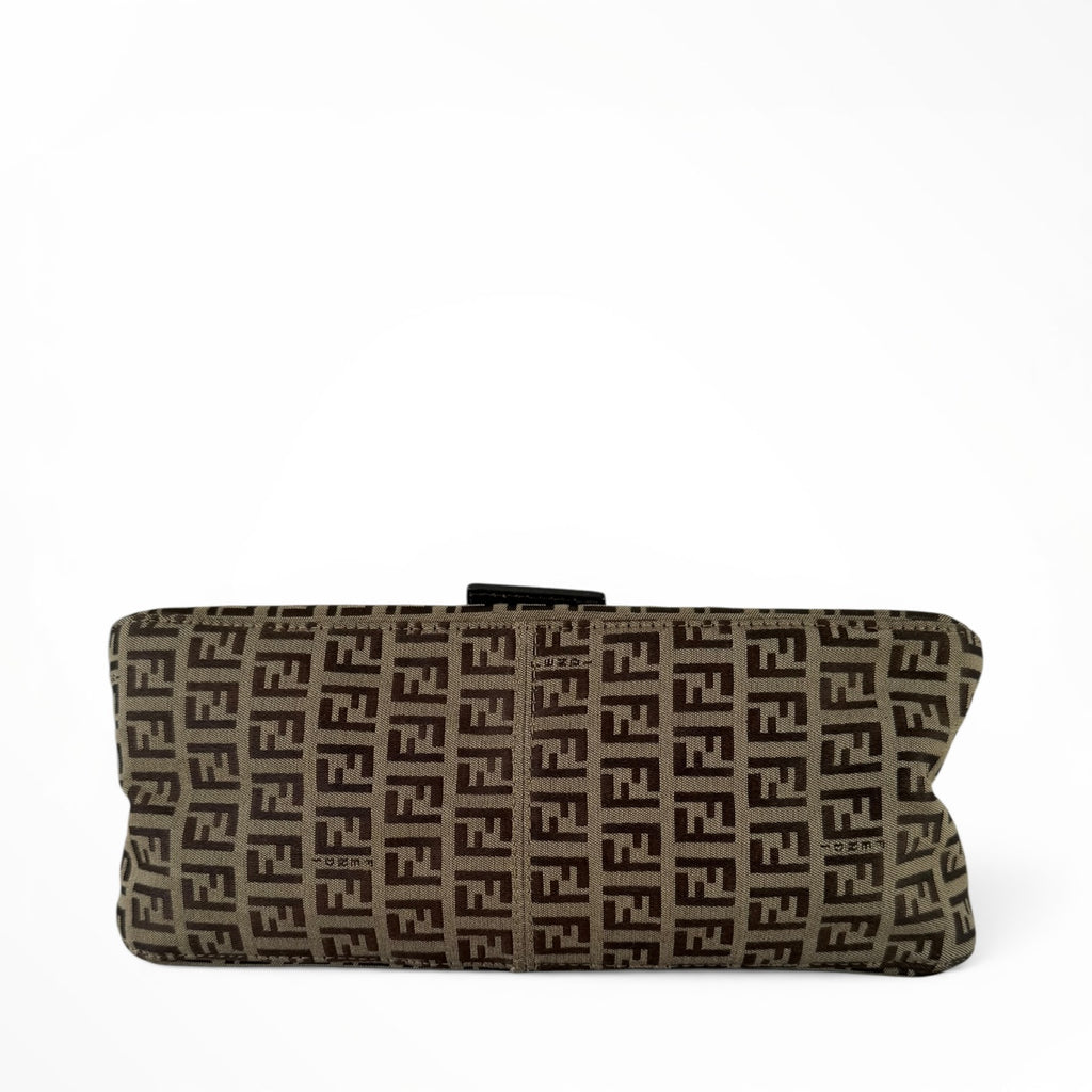 Fendi Zucchino Mama Baguette Shoulder Bag - Gold Hardware