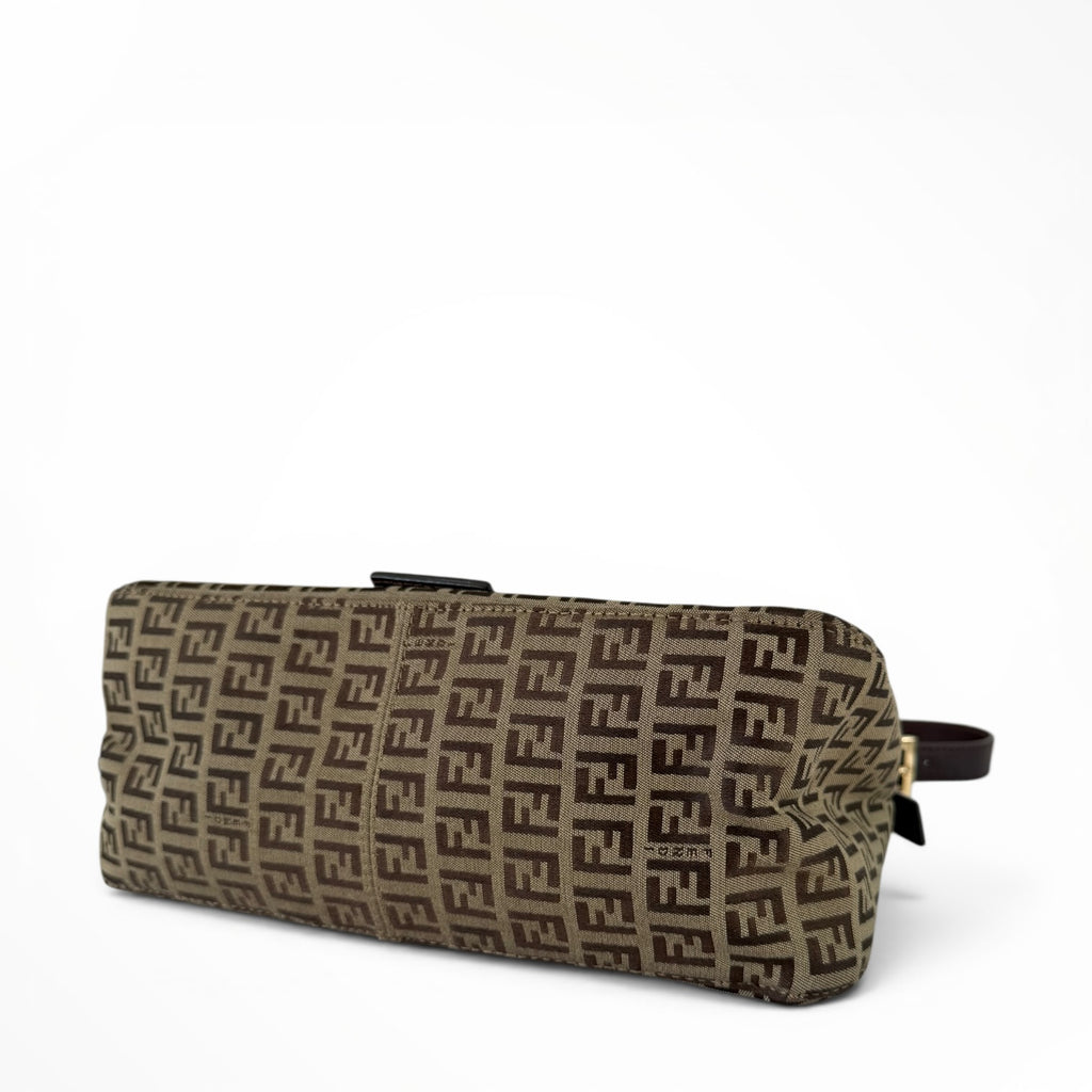 Fendi Zucchino Mama Baguette Shoulder Bag - Gold Hardware