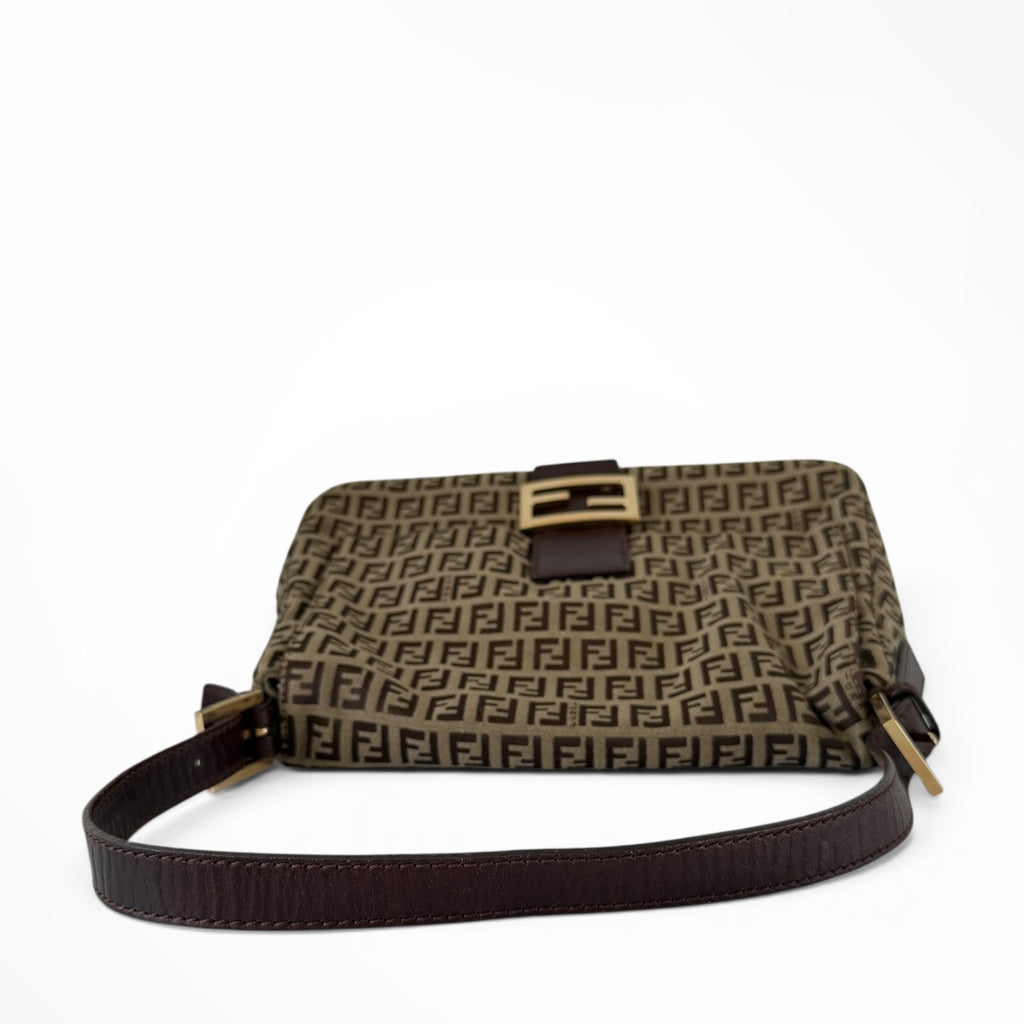 Fendi Zucchino Mama Baguette Shoulder Bag - Gold Hardware