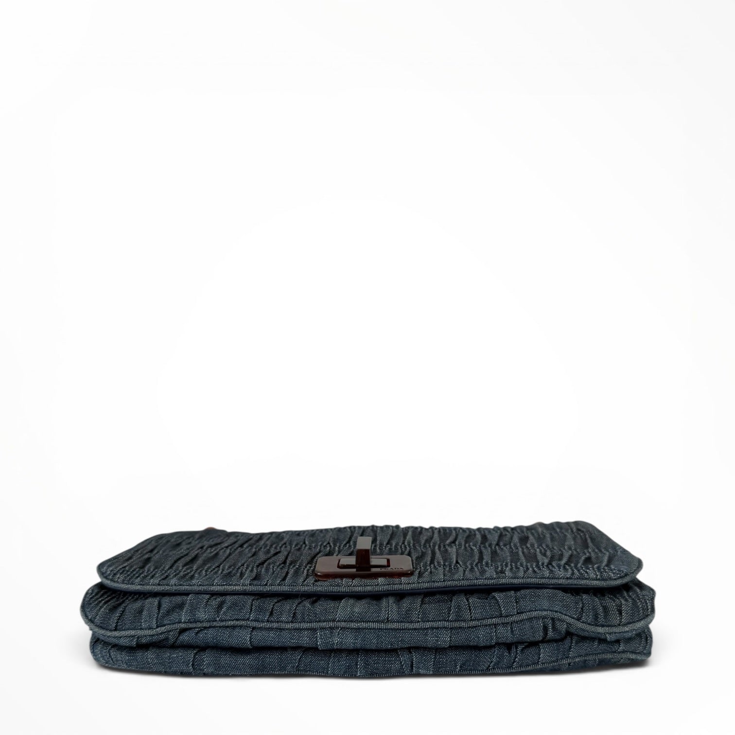 Prada Blue Denim Gaufre Shoulder Bag