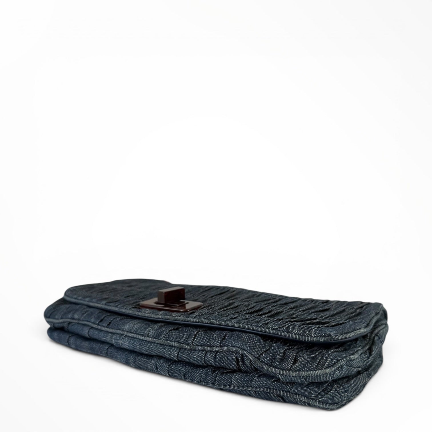 Prada Blue Denim Gaufre Shoulder Bag