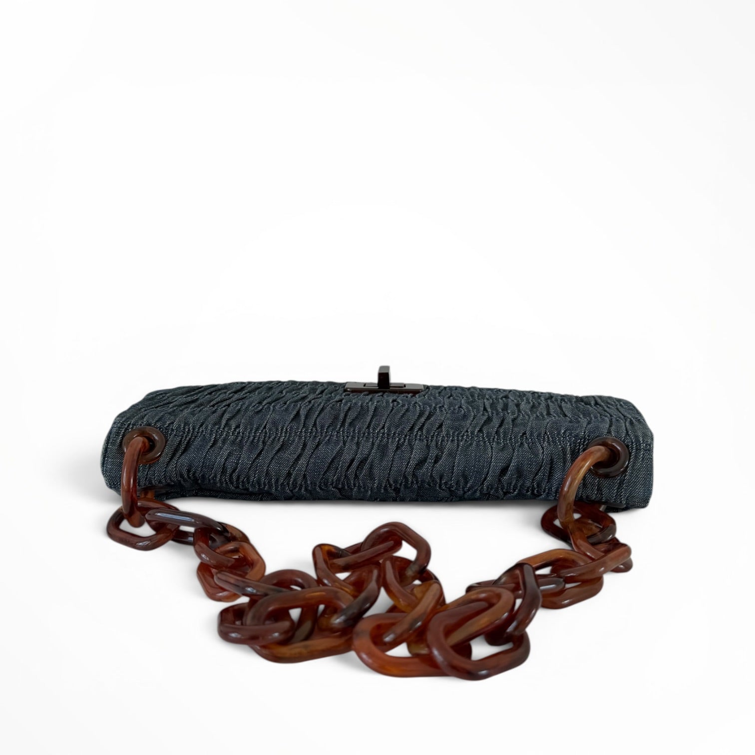 Prada Blue Denim Gaufre Shoulder Bag
