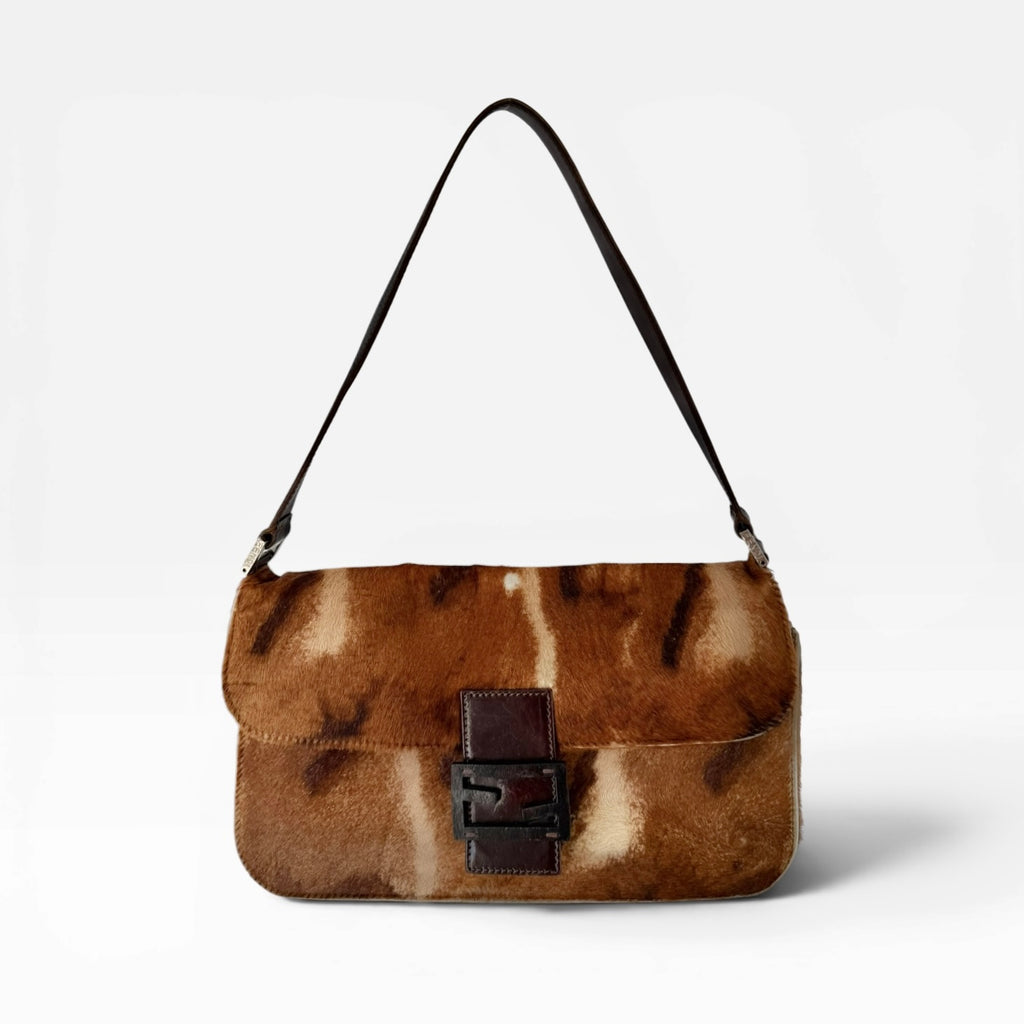 Fendi Pony Hair Baguette Shoulder Bag