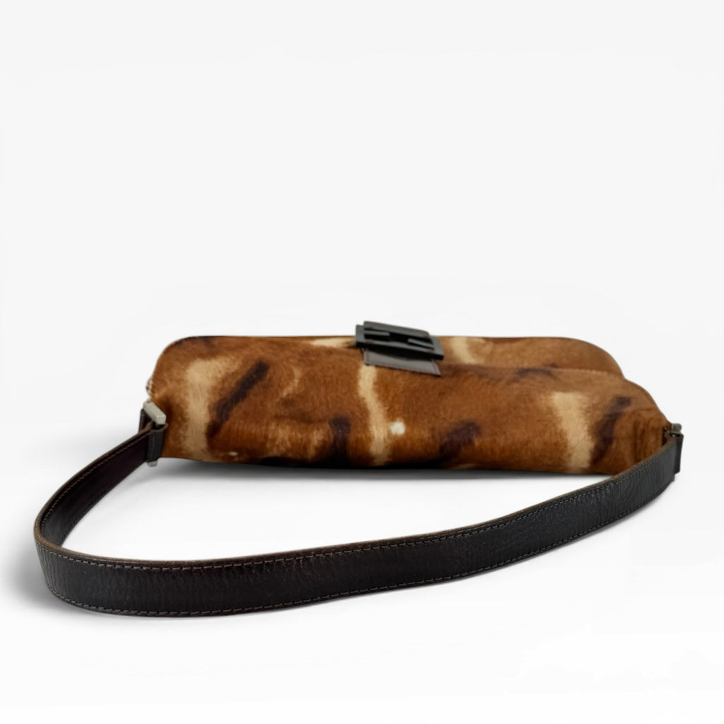 Fendi Pony Hair Baguette Shoulder Bag