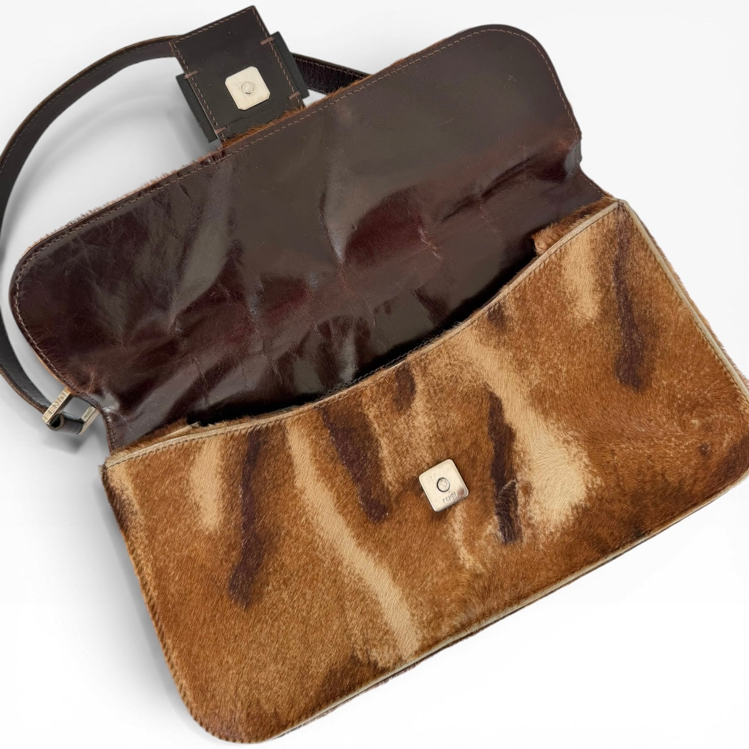 Fendi Pony Hair Baguette Shoulder Bag