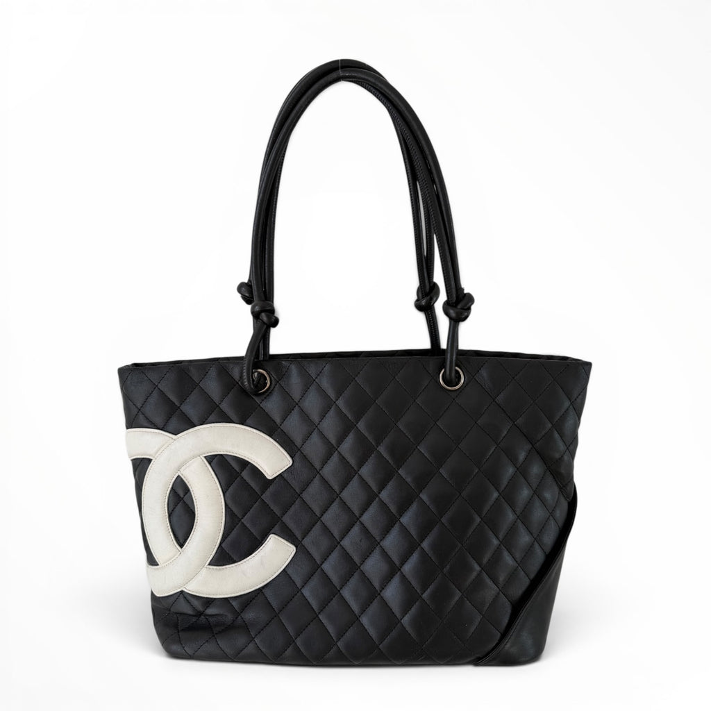 Chanel Cambon Ligne Quilted Tote Bag Black/White