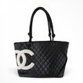 Chanel Cambon Ligne Quilted Tote Bag Black/White