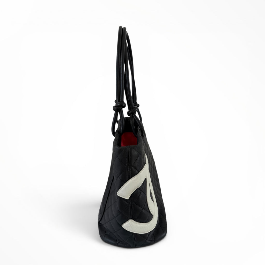 Chanel Cambon Ligne Quilted Tote Bag Black/White