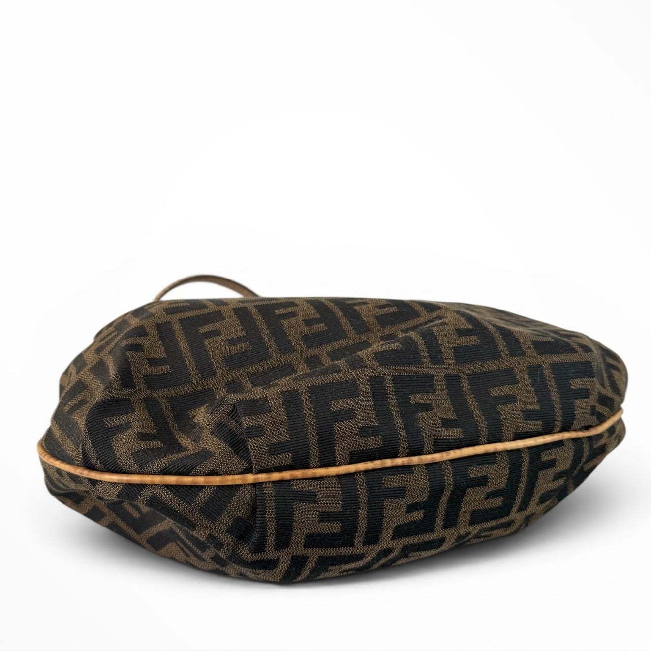 Fendi Zucca Canvas Hobo Shoulder Bag with Giraffe Straps