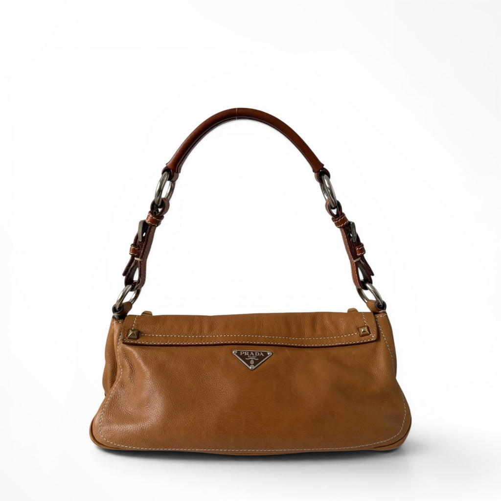 Prada Studded Leather Flap Shoulder Bag