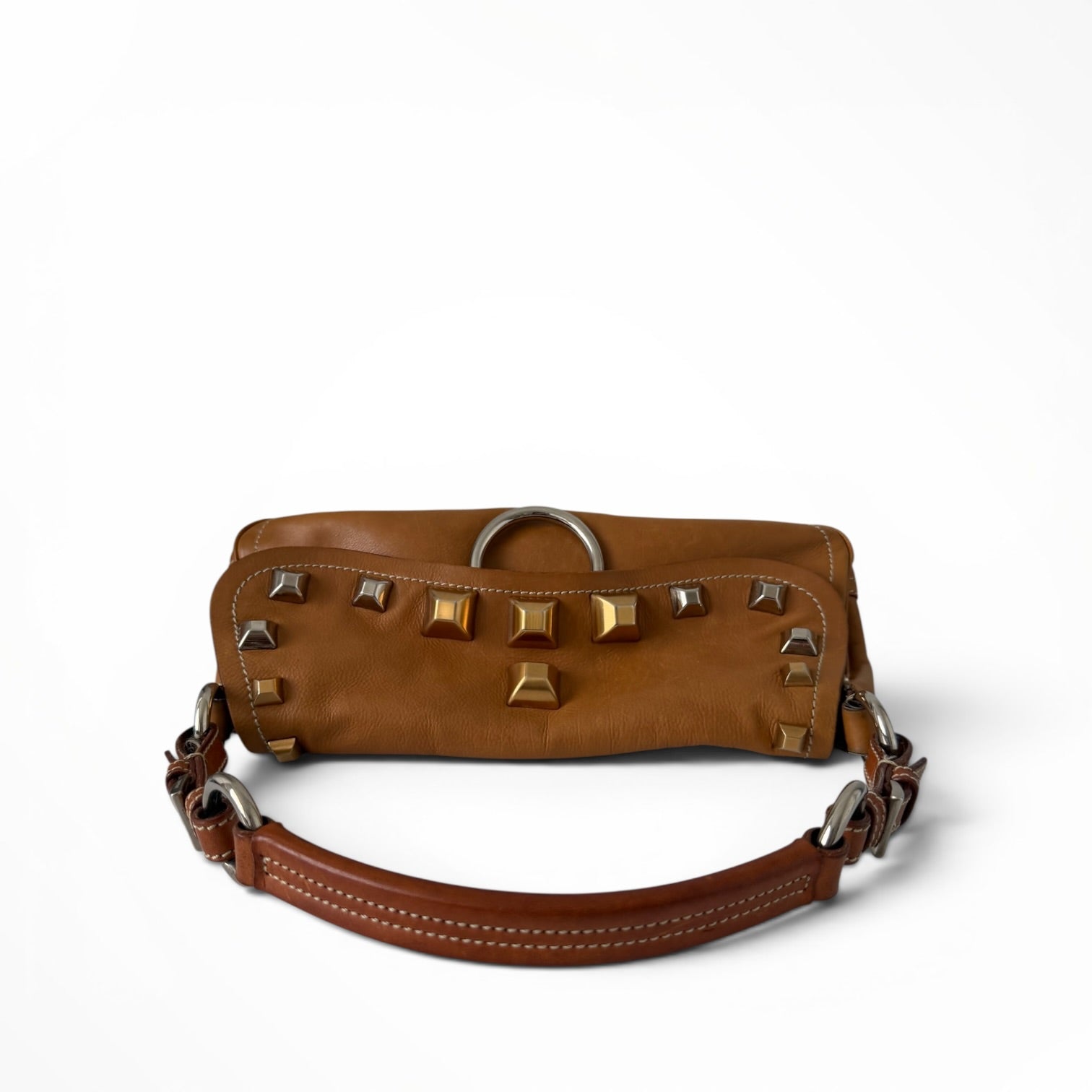 Prada Studded Leather Flap Shoulder Bag
