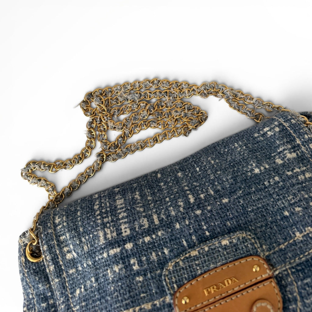 Prada Tela Tweed Flap Shoulder Bag