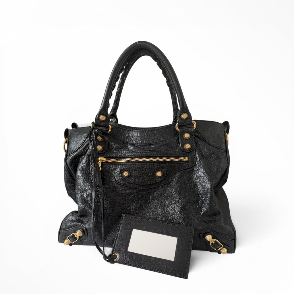 Balenciaga Giant 12 Velo Bag - Black Lambskin Leather with Gold Hardware