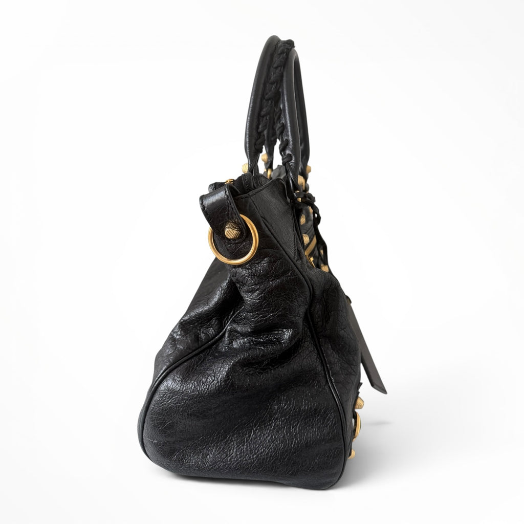 Balenciaga Giant 12 Velo Bag - Black Lambskin Leather with Gold Hardware